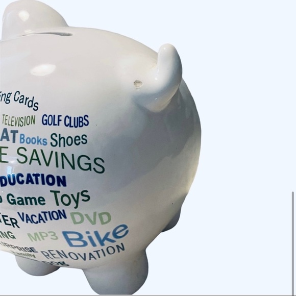 Large Piggy Coin Wachovia Bank Money Pig Ceramic White Sayings W/Stopper - Picture 4 of 4